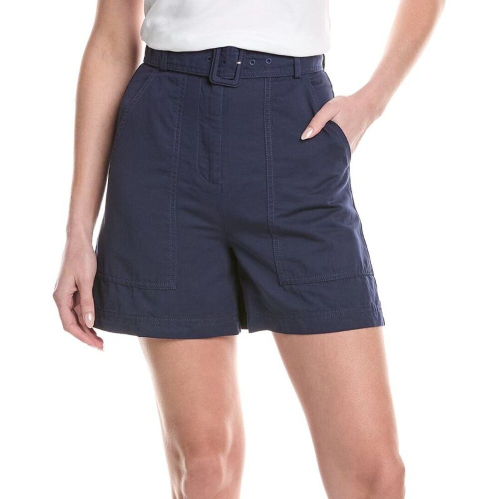 Max Mara Womens  Cirino Linen-Blend Short, Navy